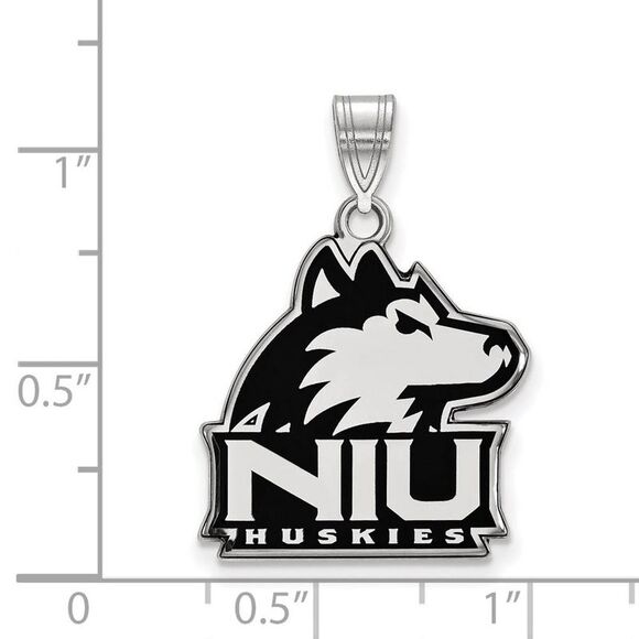 Sterling Silver Rhodium Plated Northern Illinois U. LG Enamel Pendant - Picture 2 of 3